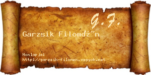 Garzsik Filomén névjegykártya